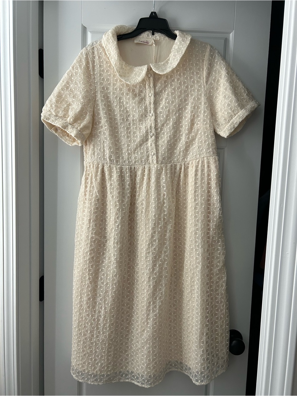 Cream Lace Peter Pan-Collar Dress